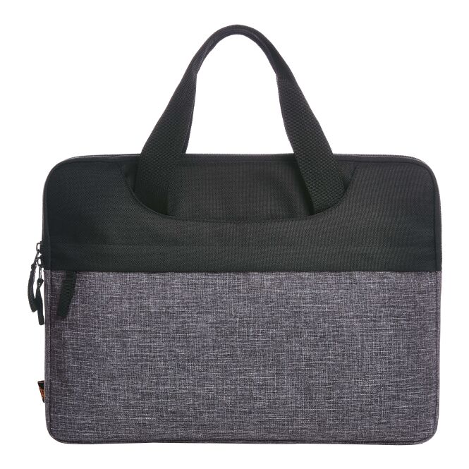 Werbeartikel Laptop-Mappe Elegance mit Logodruck – Schwarz-grau – gepolsterte Computertasche für Business und Büro