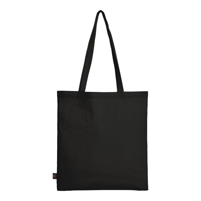 Werbeartikel Shopper EARTH mit Logodruck – Schwarz – Baumwolltragetasche für Messen und Büro