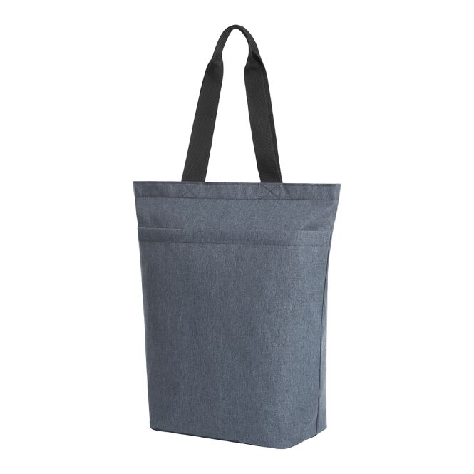 Werbeartikel Halfar Shopper Circle mit Logodruck – blau-grau – nachhaltige rPET Tasche für Konferenzen und Business