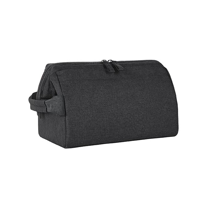 Firmengeschenk Reißverschlusstasche CIRCLE mit Logodruck – Schwarz – geräumiger Shopper für Events und Büro