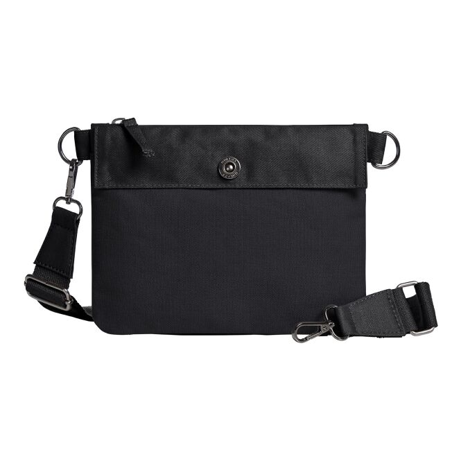 Werbeartikel Reißverschluss-Tasche LIFE mit Logodruck – Schwarz-schwarz – hochwertige Umhängetasche für Messen und Business