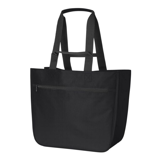 Mitarbeitergeschenk Einkaufskorb HALFAR® SOFTBASKET – schwarz – mit Logo bedruckt als robuster Carrybag für das Mitarbeiter-Onboarding