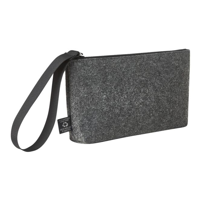 Werbeartikel Reißverschluss-Tasche ModernClassic mit Logodruck – Anthrazit – nachhaltige Filztasche für Messen und Büro