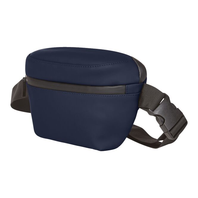 Werbeartikel Gürteltasche PURE mit Logodruck – Marineblau – moderne Bauchtasche mit wasserabweisenden Reißverschlüssen für Firmen und Events