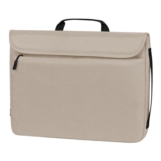 Werbeartikel Laptop-Mappe SHIFT mit Logodruck – Beige – nachhaltige Laptoptasche aus recyceltem Material für Büro und Geschäftsreisen