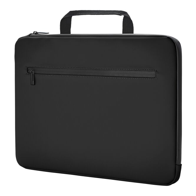 Mitarbeitergeschenk Laptop-Hülle HALFAR® PURE – schwarz – mit Logo bedruckt nachhaltiges elegantes Briefcase für das Mitarbeiter-Onboarding