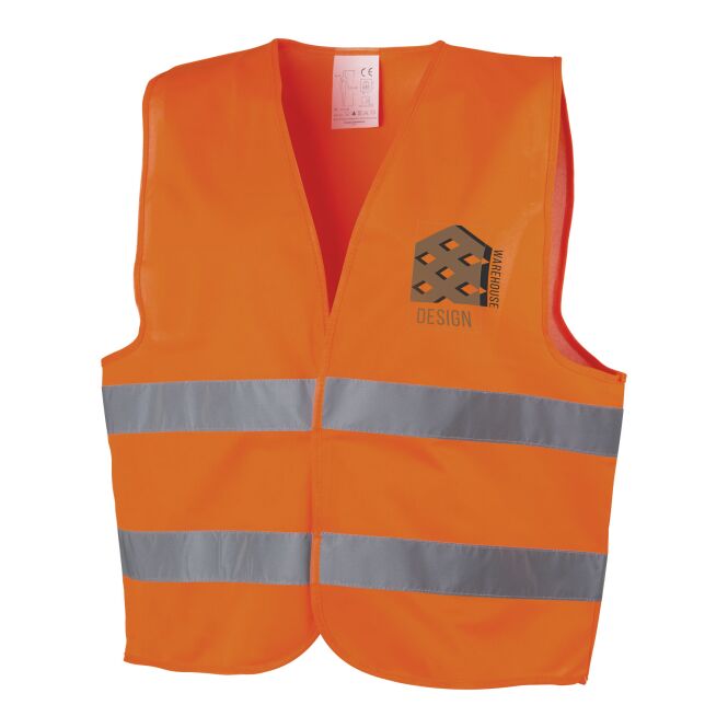 Messeartikel Warnweste See-me – orange – mit 48h Express-Logodruck EN ISO 20471 Kl. 2 für 165-180cm zertifizierte Sicherheitsweste für Events