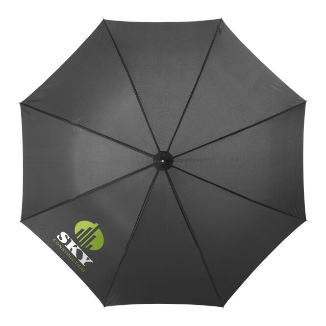 Werbeartikel 23 Zoll Lisa Automatikschirm mit Express-Logodruck – Schwarz – robuster Regenschutz für Firmen