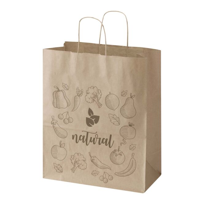 Messeartikel Papiertasche Kraft 80–90 g/m² – kraftpapier – mit 48h Express-Druck 32x17x39 cm elegante Geschenktüte für Messen & Events