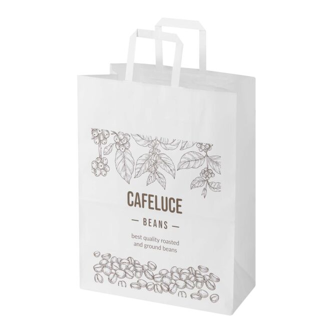 Streuartikel Papiertasche Kraft – weiss – mit 48h Express-Druck 32x17x39 cm 90 g/m² elegante Geschenktüte als edle Verpackung für Kundenpräsente
