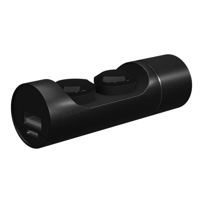 Premium-Werbegeschenk E19 Bluetooth Ohrhörer mit Express-Gravur – Schwarz – Audiozubehör für Firmen und Mitarbeiter