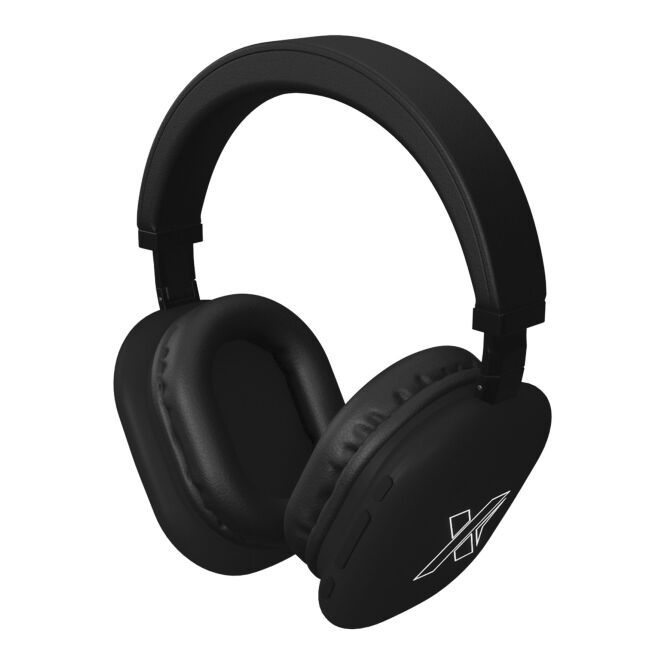 Premium-Werbegeschenk E21 Bluetooth Kopfhörer mit leuchtendem Logo – Schwarz – kabelloses Audiosystem für Büro und Firmenkunden