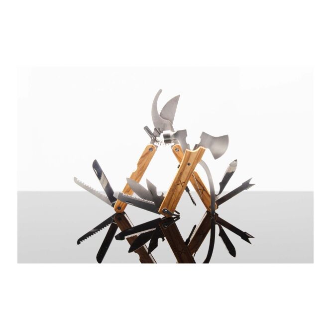 Firmengeschenk SCX.design T32 Multitool Set mit Express-Gravur – hellbraun – nützliches Werkzeugset für B2B Kunden und Mitarbeiter