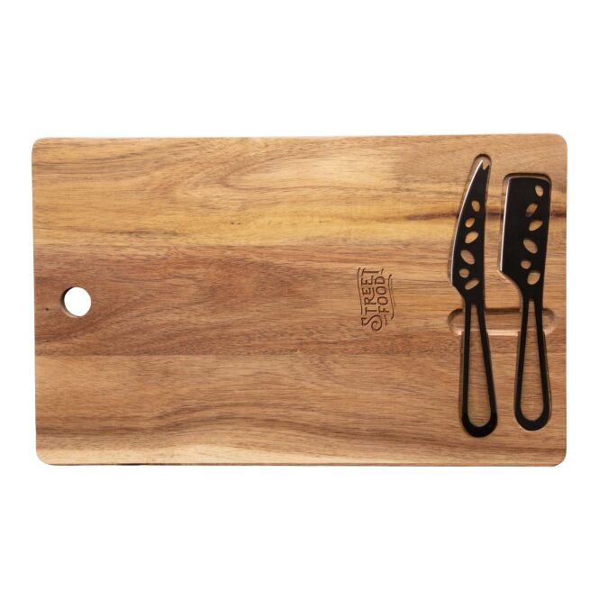 Firmengeschenk SCX.design K06 Schneidebrett mit Express-Gravur – Holz – hochwertiges Küchenset aus Akazienholz für Kunden und Mitarbeiter