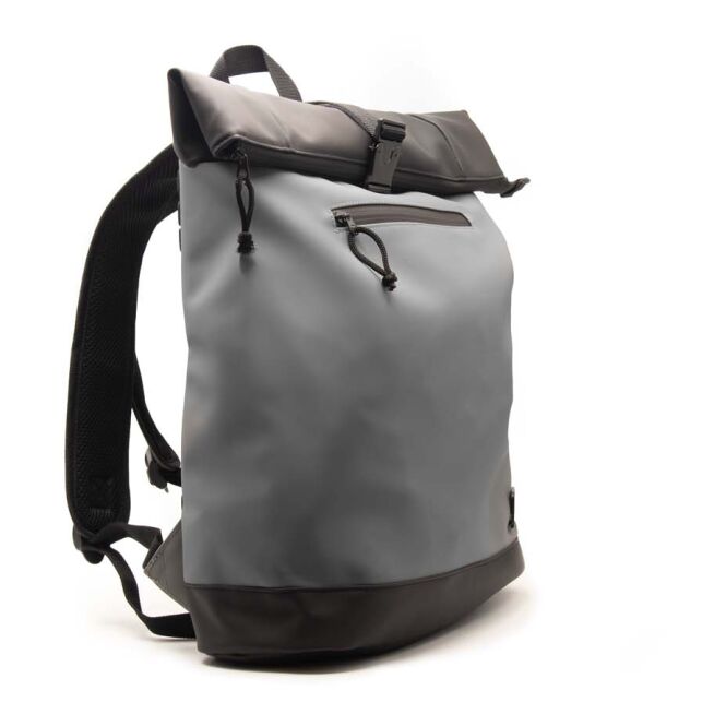 Mitarbeitergeschenk Rucksack SCX.design L13 – grau – mit Logo bedruckt als komfortabler Backpack mit Laptopfach für das Mitarbeiter-Onboarding