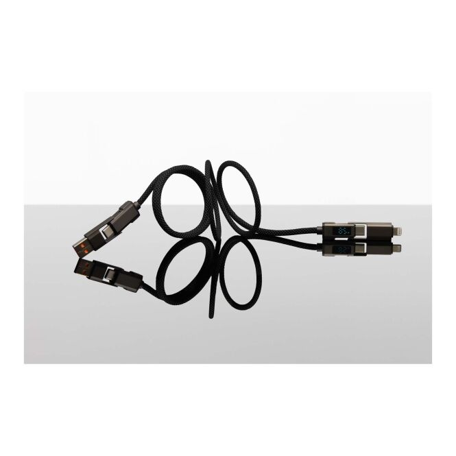 Premium-Werbegeschenk SCX.design C57 100W Kabel mit Express-Gravur – dunkelgrau – schnelles Ladezubehör für Büro und Business