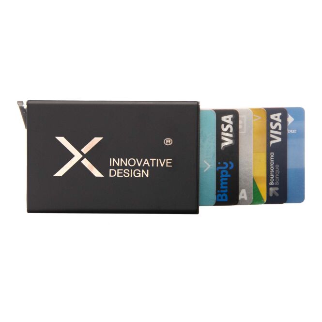 Mitarbeitergeschenk Geldbeutel SCX.design O35 – schwarz – mit 48h Express-Gravur 6x9,5x1cm RFID-Schutz, edles Wallet für Geschäftspartner