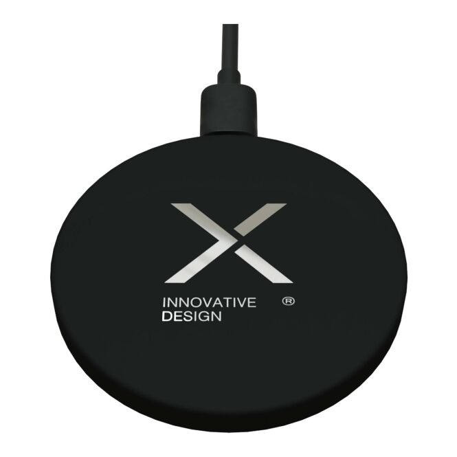 Premium-Werbegeschenk W37 kabelloses Ladepad mit Express-Gravur – Schwarz – 15W MagSafe Charger für Unternehmen und Büro