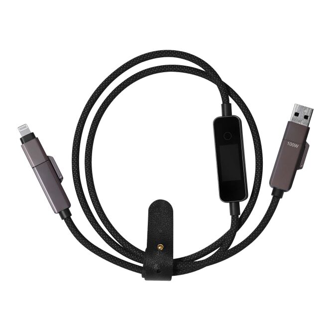 Premium-Werbegeschenk SCX.design C41 100W Ladekabel mit Express-Gravur – Schwarz – leistungsstarkes Zubehör für Business-Laptops und Handys
