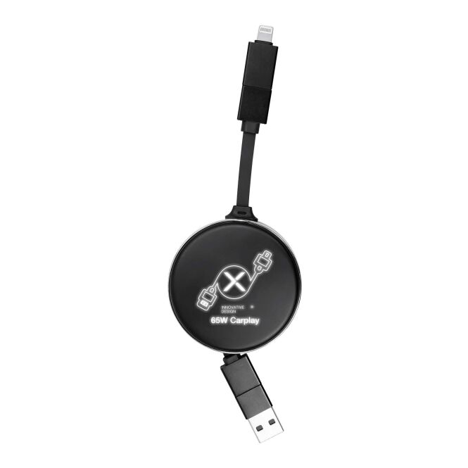 Werbeartikel SCX.design C42 65W 4-in-1 Ladekabel – schwarz – mit Logo bedruckt für Technik-Messen und den Büroalltag