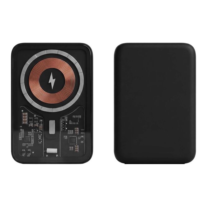 Firmengeschenk Powerbank SCX.design P41 MagLED – schwarz – mit Logo bedruckt 48h Express-Druck 5.000 mAh magnetisch für das Mitarbeiter-Onboarding