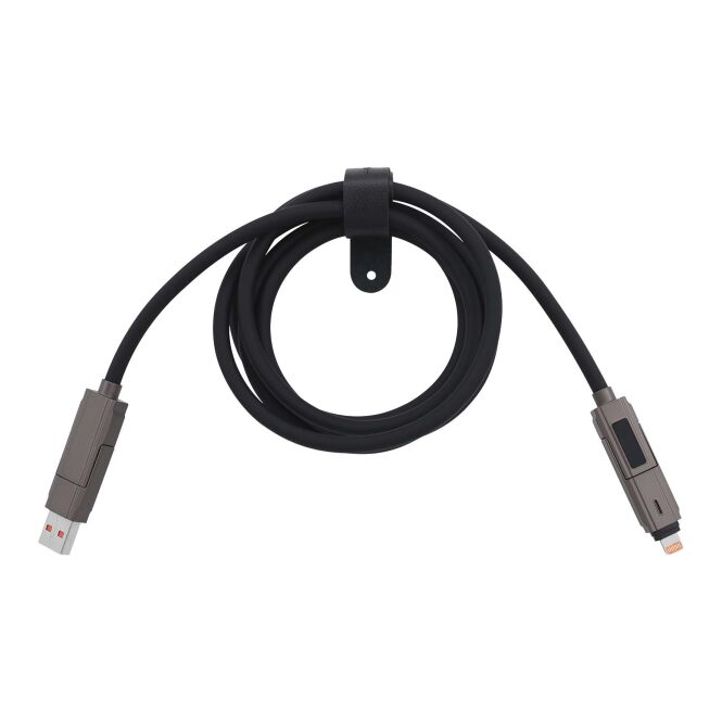 Firmengeschenk 65W Ladekabel SCX.design C43 – schwarz – mit Logo bedruckt 48h Express-Druck 1,5m USB-C & iPhone Kabel für den Büroalltag