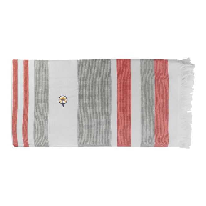 Mitarbeitergeschenk Handtuch Citizen Green Elmar – rot – mit 48h Express-Logodruck 470 g/m² 100x180cm weiches Frottee-Textil