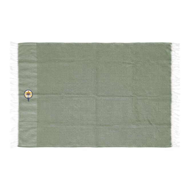 Mitarbeitergeschenk Fouta Citizen Green Seafou – khaki – mit 48h Express-Logodruck 100x170cm aus Recyclingmaterial Badetuch