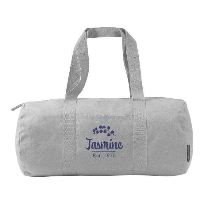 Firmengeschenk Reisetasche Citizen Green Higgins – grau – mit 48h Express-Logodruck 50x25cm Baumwolle für Firmenauftritt
