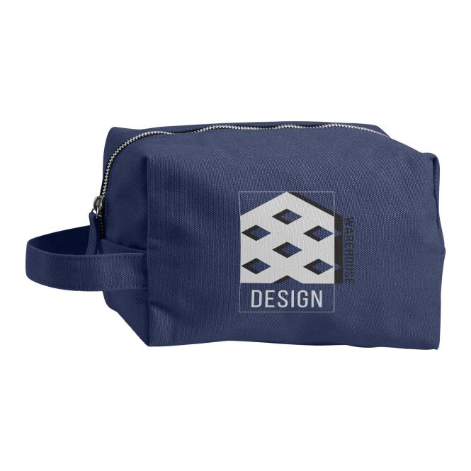 Mitarbeitergeschenk Zubehörtasche Citizen Green Natura – blau – mit 48h Express-Logodruck 22x15,5x11cm Baumwoll-Canvas Kulturbeutel