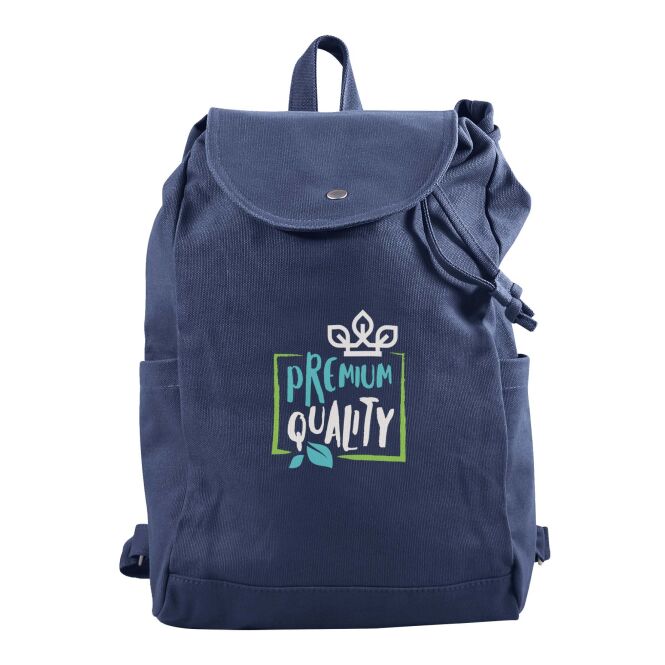 Mitarbeitergeschenk Rucksack Citizen Green Natura – blau – mit 48h Express-Logodruck 38x45x12cm aus Baumwolle für Firmen