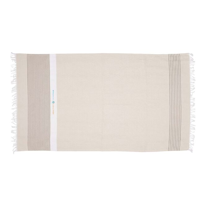 Mitarbeitergeschenk Fouta Citizen Green Seabeach – beige – mit 48h Express-Logodruck 100x180cm Strandtuch aus Recyclingmaterial