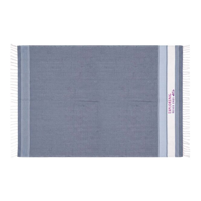 Mitarbeitergeschenk Fouta Citizen Green Marina – tiefes blau – mit 48h Express-Logodruck 100x170cm Baumwoll-Badetuch nachhaltig