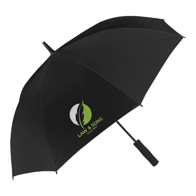 Kundengeschenk Deluge Golf Stadtschirm mit Express-Digitaldruck – 130 cm Durchmesser – Schwarz – nachhaltiger Regenschirm für Firmen