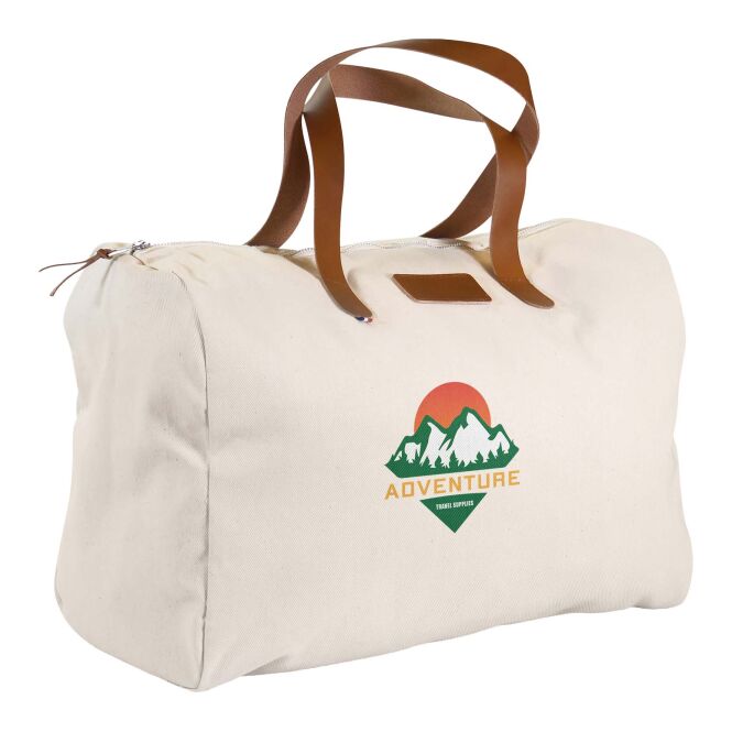 Firmengeschenk Reisetasche Citizen Green Rondeau – natural – mit 48h Express-Logodruck 49x50x21cm aus Bio-Baumwolle Wochenendtasche