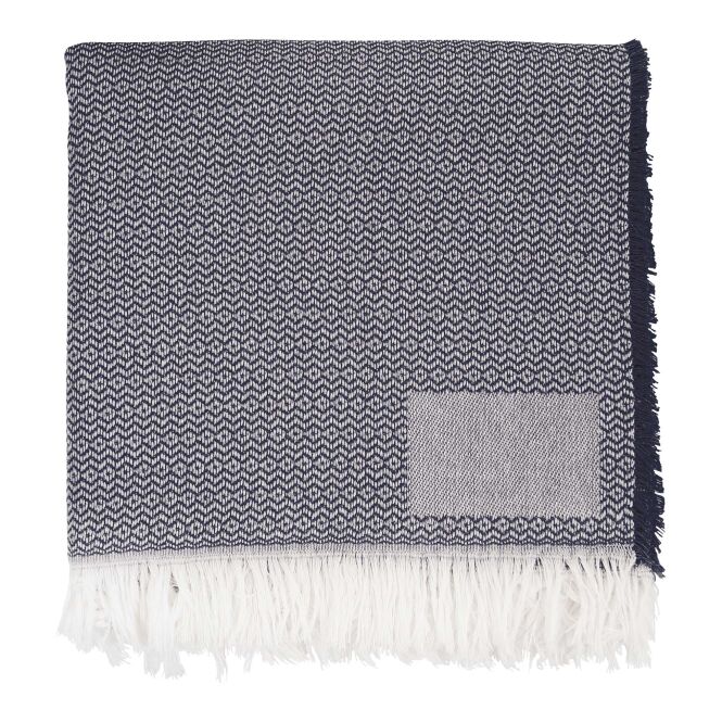 Mitarbeitergeschenk Wohndecke Citizen Green Rewarm – blau – mit 48h Express-Logodruck 150x200cm aus recyceltem Material Kuschelplaid