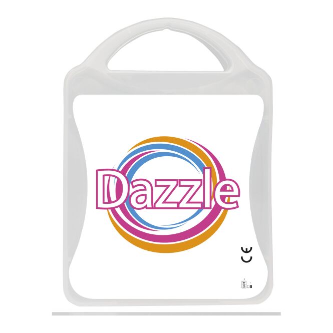 Werbeartikel Erste-Hilfe-Set MyKit Bisse und Stiche – weiss – mit Logo bedruckt inkl. 12 Pflastern & Aloe Vera für Firmen-Events