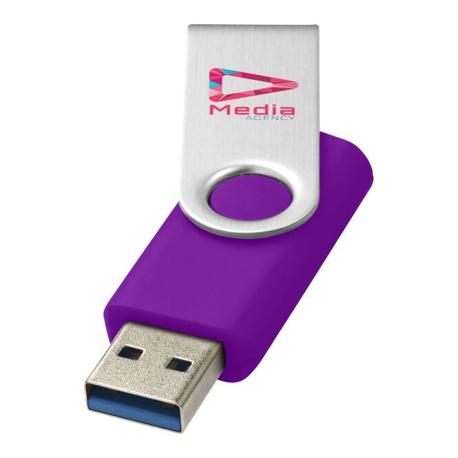 Werbeartikel Rotate-basic USB-Stick 3.0 mit Express-Gravur – Lila – schneller Datenspeicher für Firmen und Messen
