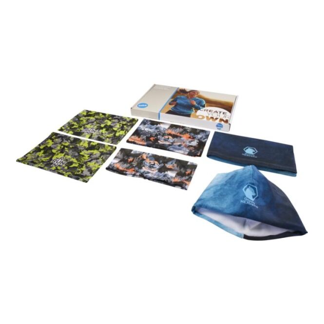 Mitarbeitergeschenk Musterbox mit Sublimation Kopfbedeckungen – 6-teiliges Set aus Europa – Auswahl an Kopfbekleidung für Firmen