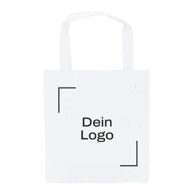 Streuartikel Non-Woven Tasche Shopping – weiß – mit individuellem Logodruck 80 g/m² mit kurzen Griffen, günstige Werbetasche für Messen