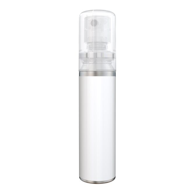 Werbeartikel Reinigungsspray – gebürstet – mit Werbedruck 20 ml Inhalt aus recyceltem Aluminium hochwertiger Arbeitsplatzreiniger für das Büro