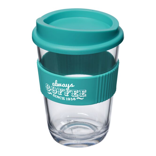 Werbeartikel Americano Cortado 300 ml Isolierbecher mit Logodruck – Aquablau – robuster Trinkbecher für Büro und Konferenz