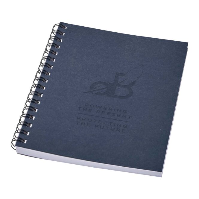 Mitarbeitergeschenk Notizbuch Desk-Mate A6 – dunkelblau – mit individuellem Werbedruck 50 Blatt 80g Recyclingpapier made in uk nachhaltiges Journal