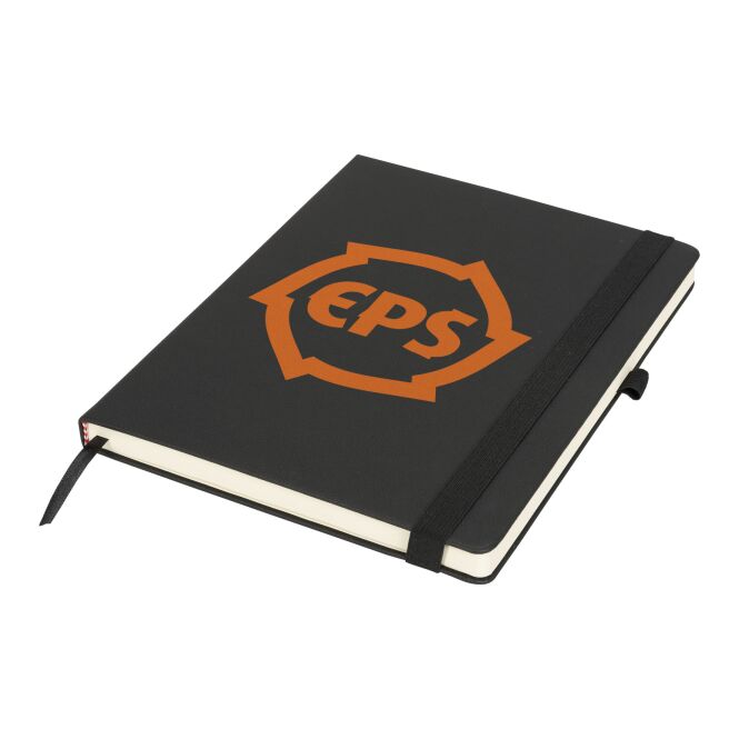 Werbeartikel Rivista Notizbuch mit Express-Logodruck – Schwarz – hochwertiges PU Lederimitat Business-Planer für Meetings und Büro