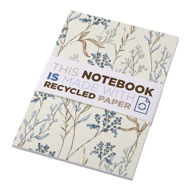 Firmengeschenk Notizbuch Novella Austen A5 – offwhite – mit individuellem Werbedruck, 50 Blatt recyceltes Papier, made in UK, nachhaltiges Journal für