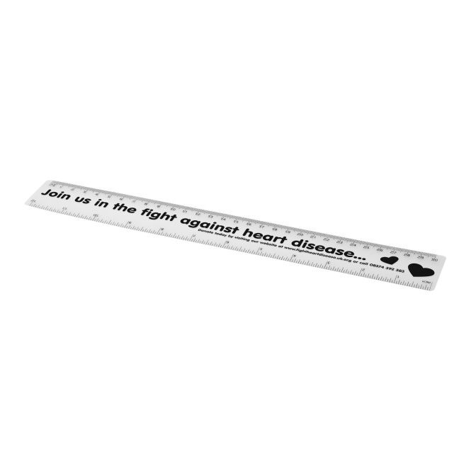 Werbeartikel Rothko 30 cm Lineal mit Logodruck – Weiss – flexibles Bürozubehör für Firmen