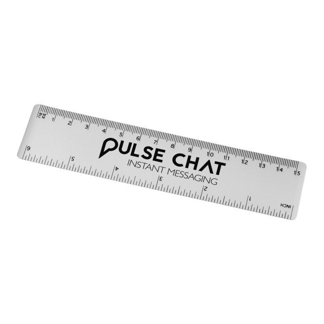 Werbeartikel Rothko 15 cm Lineal mit Logodruck – Weiss – flexibles Messinstrument für Büro und Schreibtisch