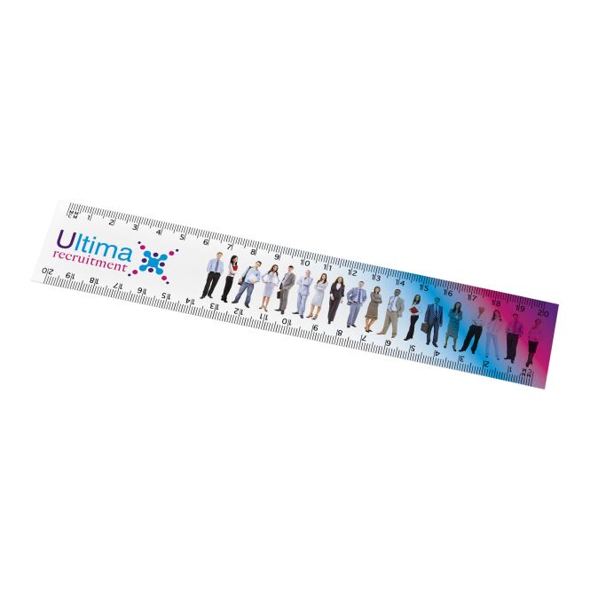 Werbeartikel Arc 20 cm flexibles Lineal mit Logodruck – Weiss – biegsames Messwerkzeug für Büro und Schule