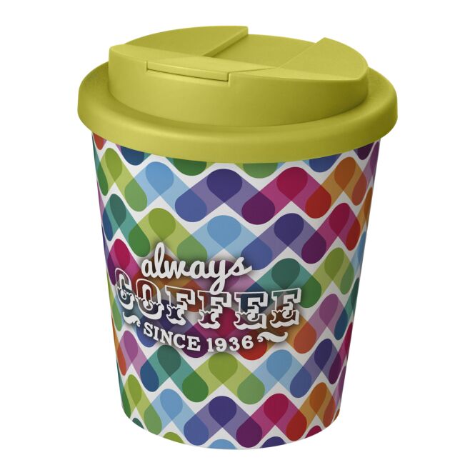 Werbeartikel Americano Espresso 250 ml mit Logodruck – Weiss-Limone – doppelwandiger Isolierbecher für Firmen