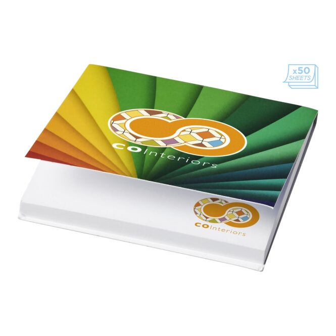 Streuartikel Haftnotizen Sticky-Mate® – weiss – individuell bedruckt 75 x 75 mm für den Büroalltag